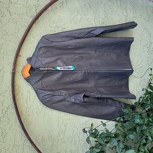 Kenneth Cole Faux Leather Ladies Grey Jacket Size XL